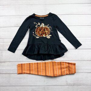 Spooky Night Sequin Pumpkin Peplum Outfit